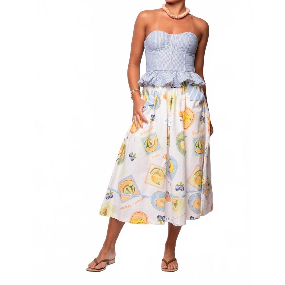 NEW PROSPERINA women's annie apron skirt in orchard print